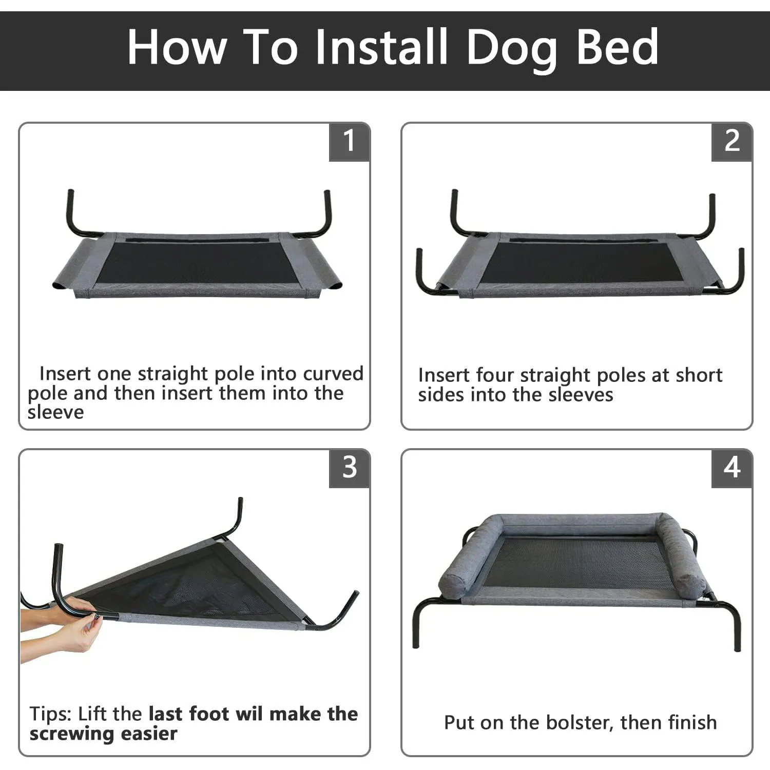 Cama Elevada para Mascotas con Malla Transpirable 5