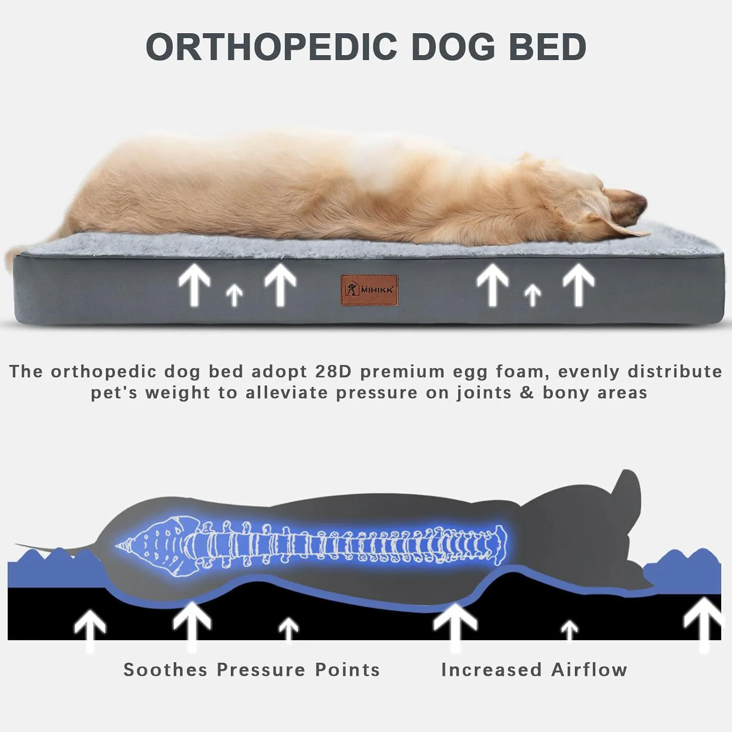 Cama Ortopédica Impermeable para Mascotas  con Funda Extraíble