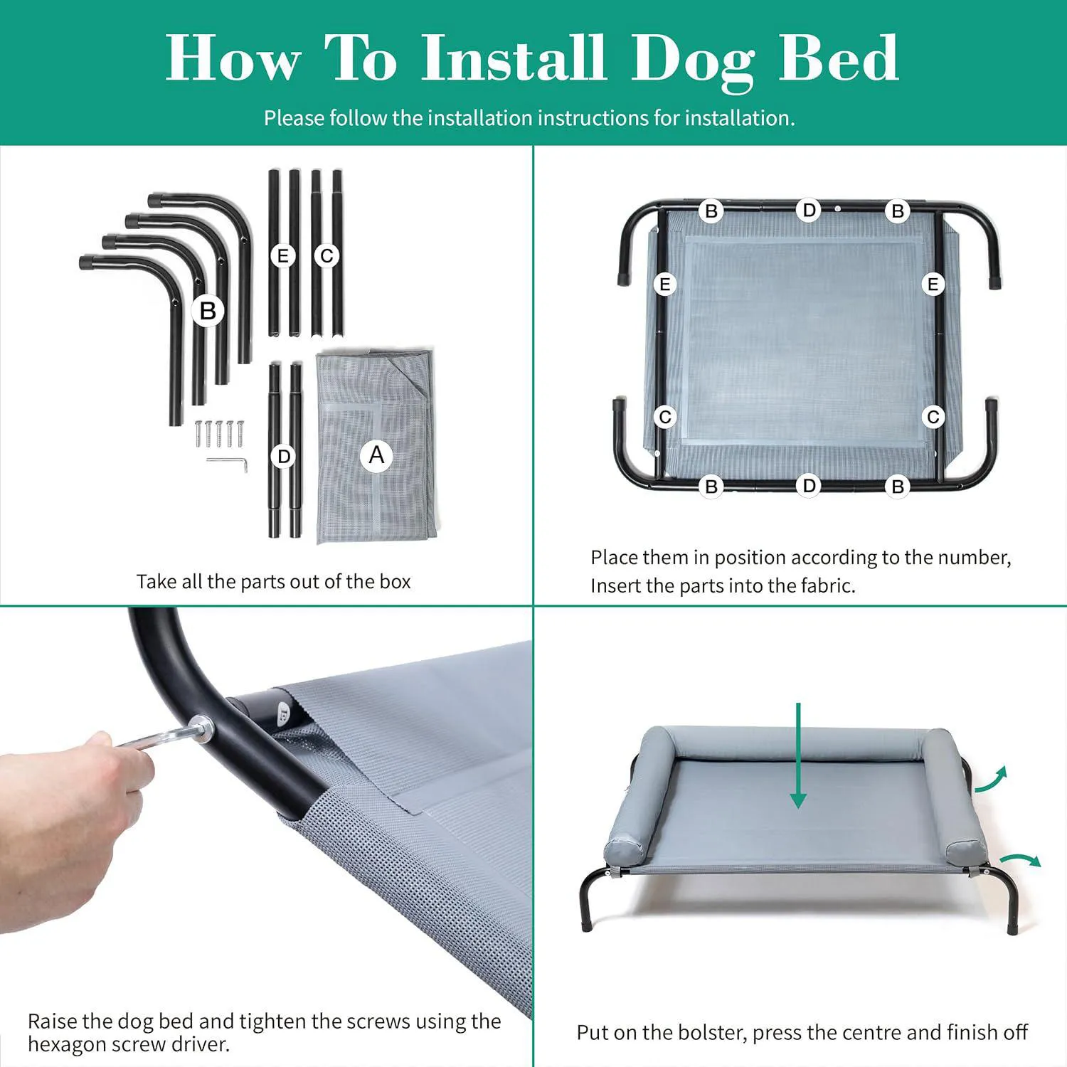 Cama Elevada Refrescante para Mascotas Lavable con Malla 7