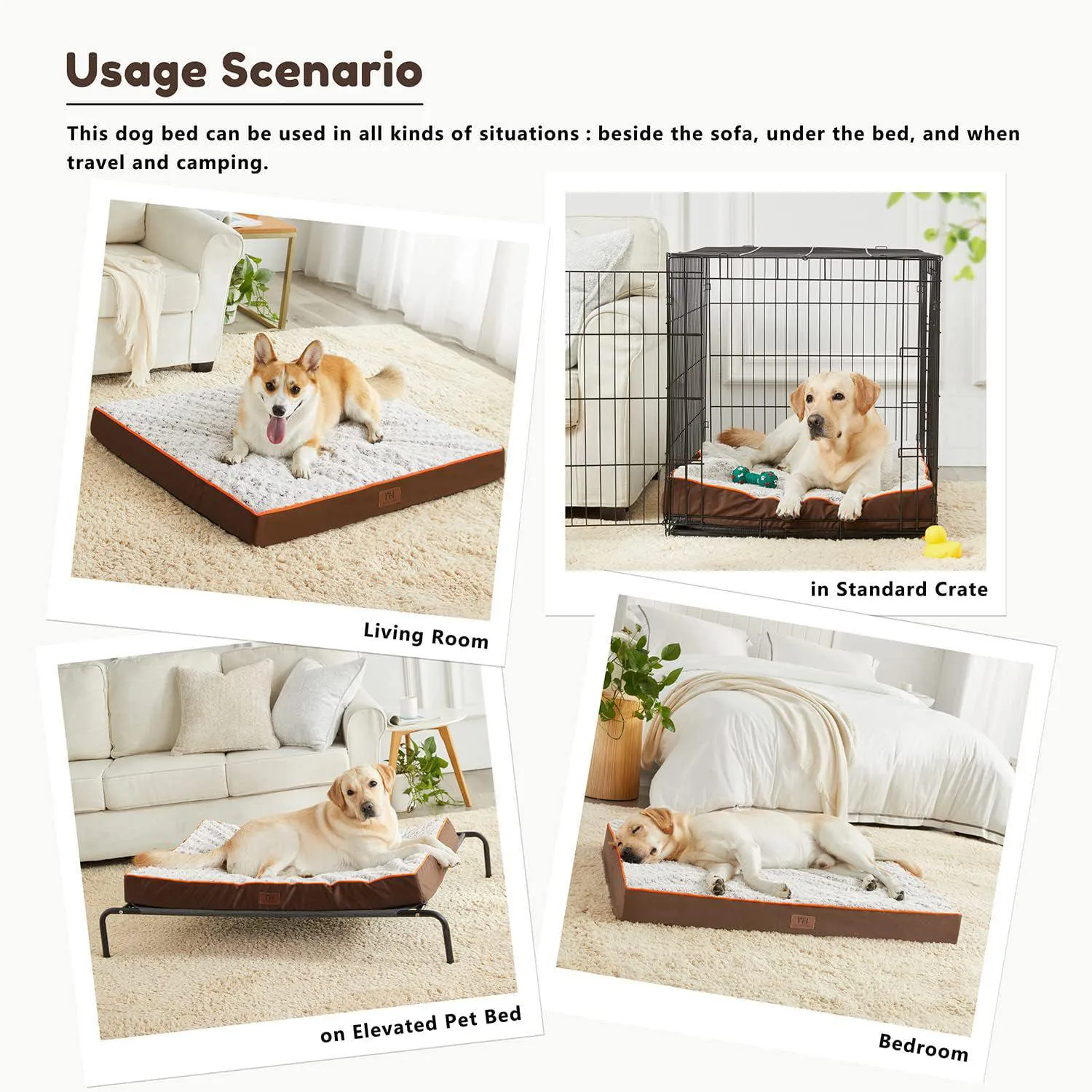 Cama Ortopédica para Mascotas Impermeable con Funda Extraíble 3