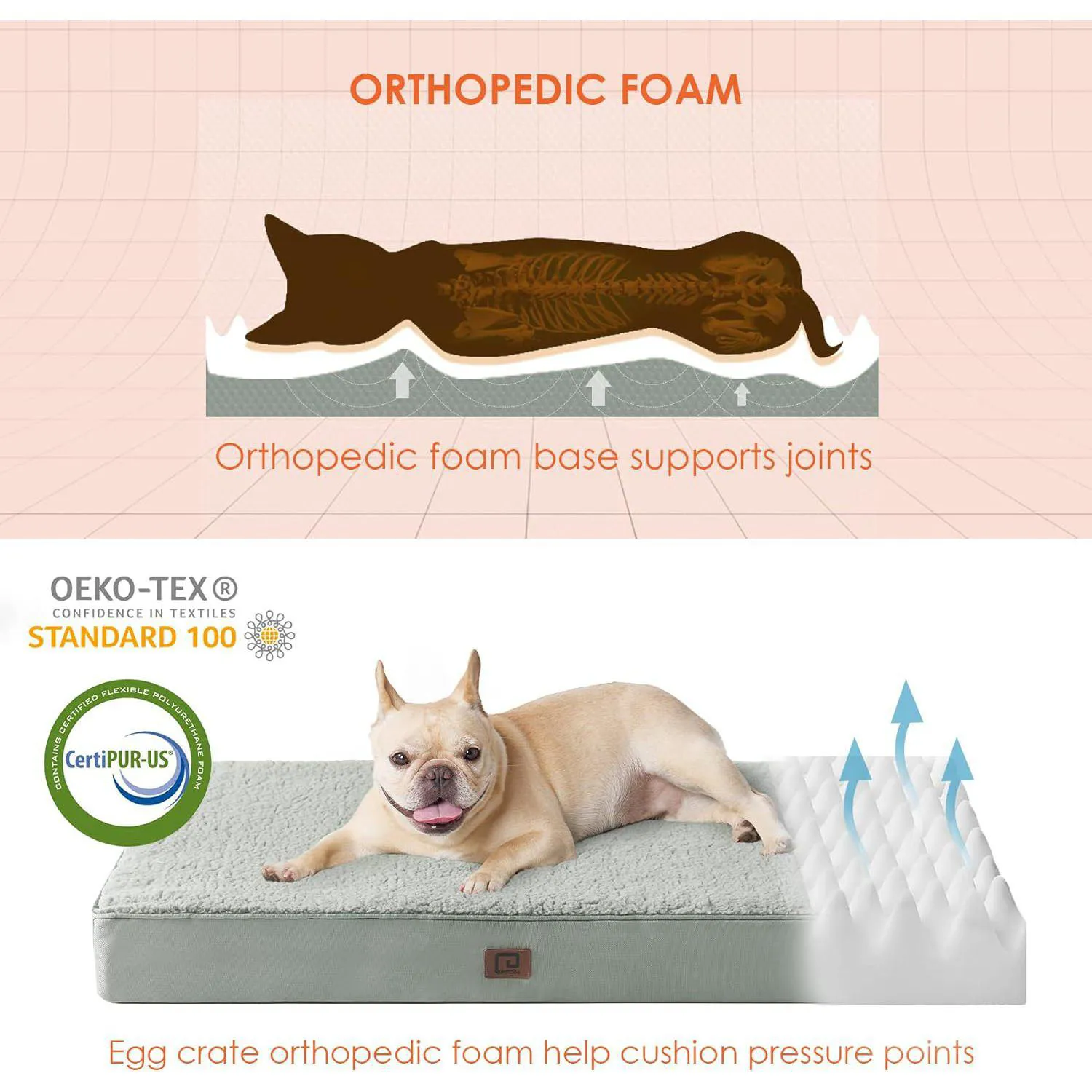 Cama Lavable para Mascotas Grandes con Funda Extraíble