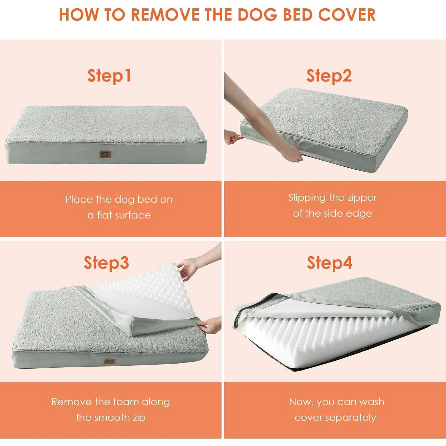 Cama Lavable para Mascotas Grandes con Funda Extraíble 5