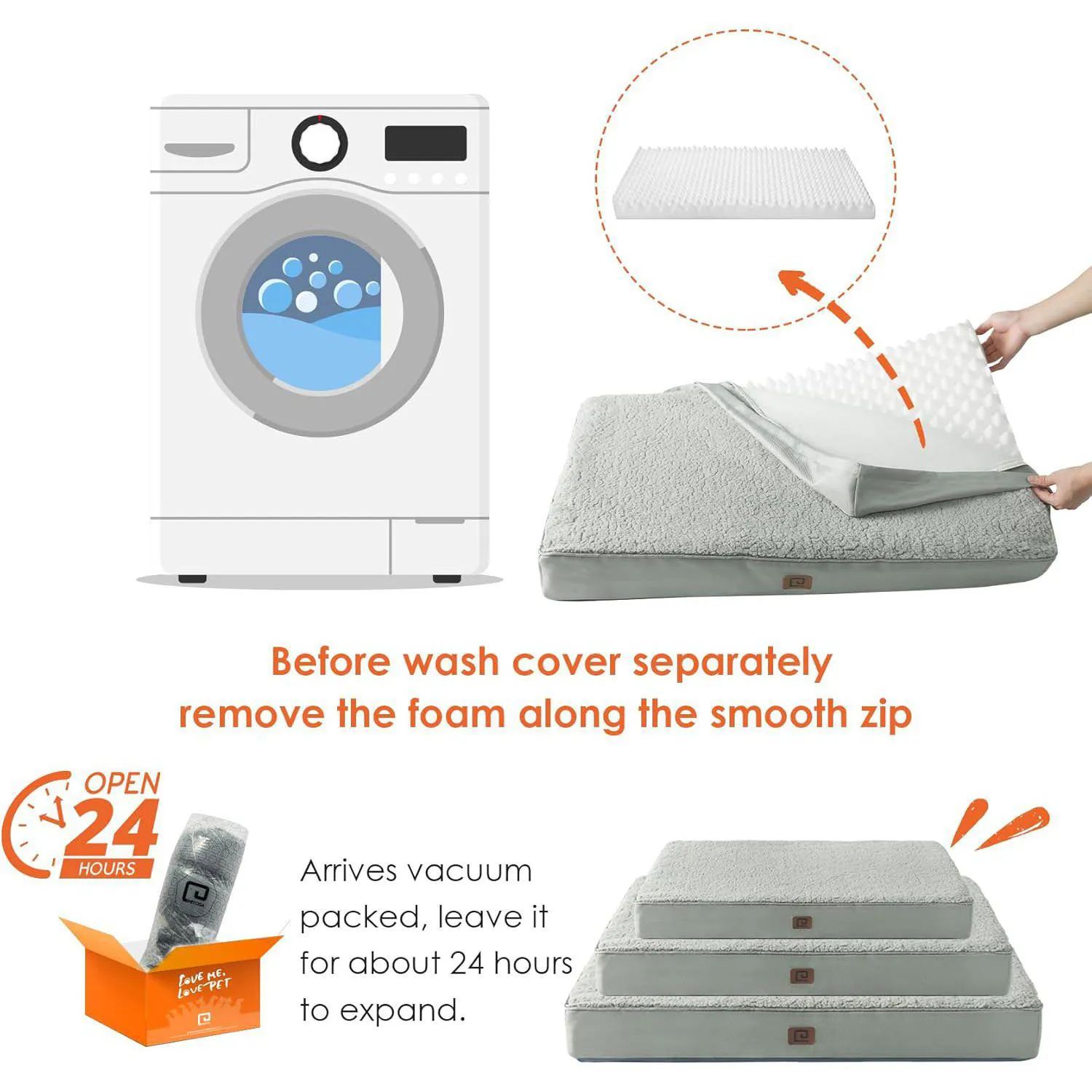 Cama Lavable para Mascotas Grandes con Funda Extraíble 6