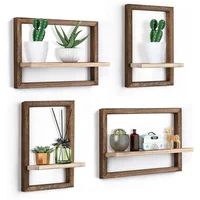 Juego de 4 Estantes Flotantes para Almacenamiento de Pared