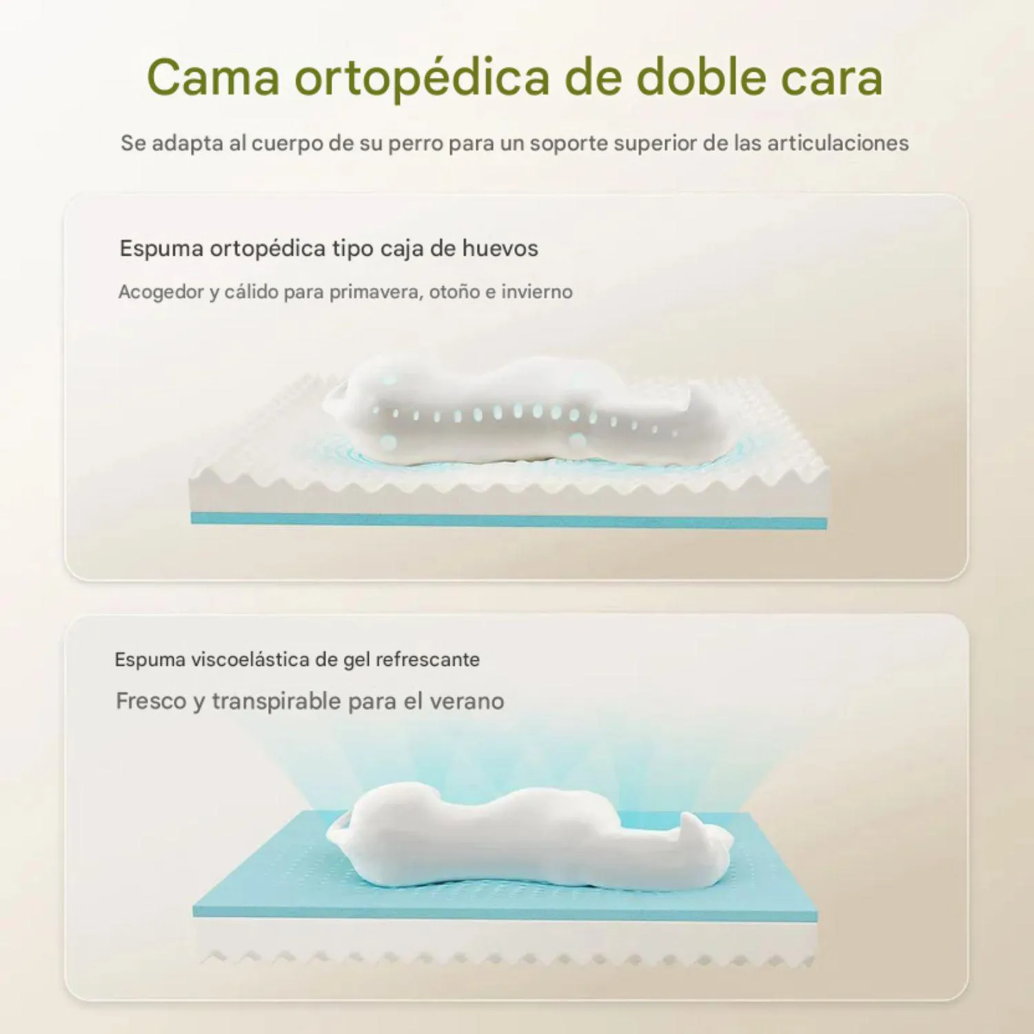 Cama Ortopédica para Perro Grande con Gel Refrescante Impermeable