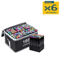Marcadores Doble Punta Estuche 168 Piezas Set X 6 Unidades