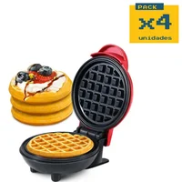 Mini Waflera Eléctrica Personal Rojo Set X 4 Unidades