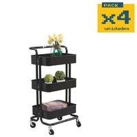 Carro de Almacenamiento 3 Niveles Organizador Set X 4 Unidades