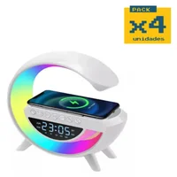Parlante Lámpara G de Mesa Luz LED Carga Inalámbrica App Bluetooth Set X 4 Unidades