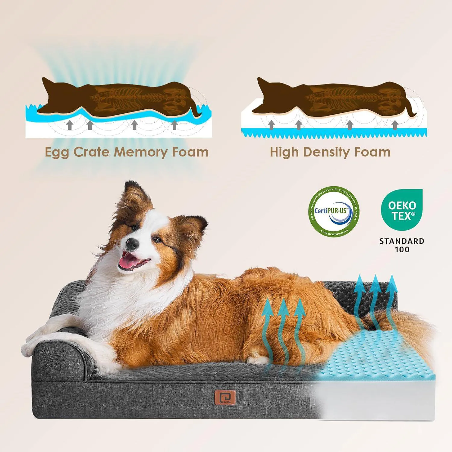Cama Ortopédica de Espuma Viscoelástica para Perro Tamaño Mediano 4