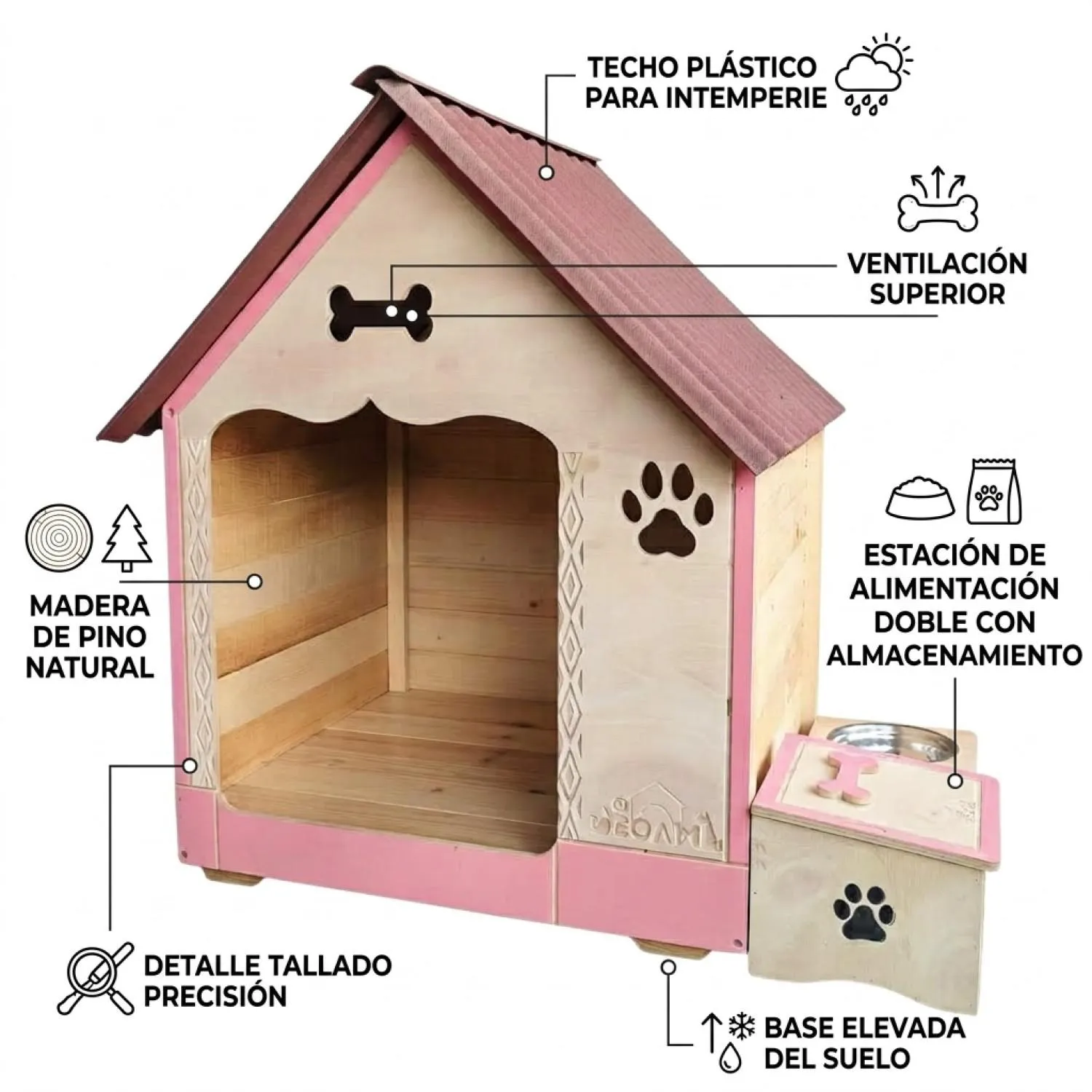 Casa En Madera Pino Extragrande Con Platero Perro 5