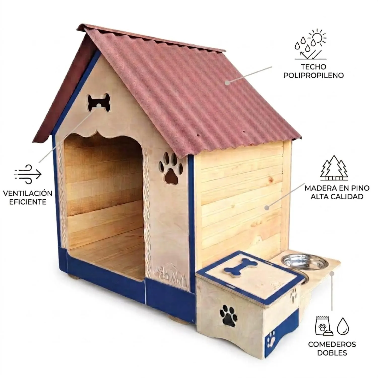 Casa En Madera Pino Extragrande Con Platero Perro 5
