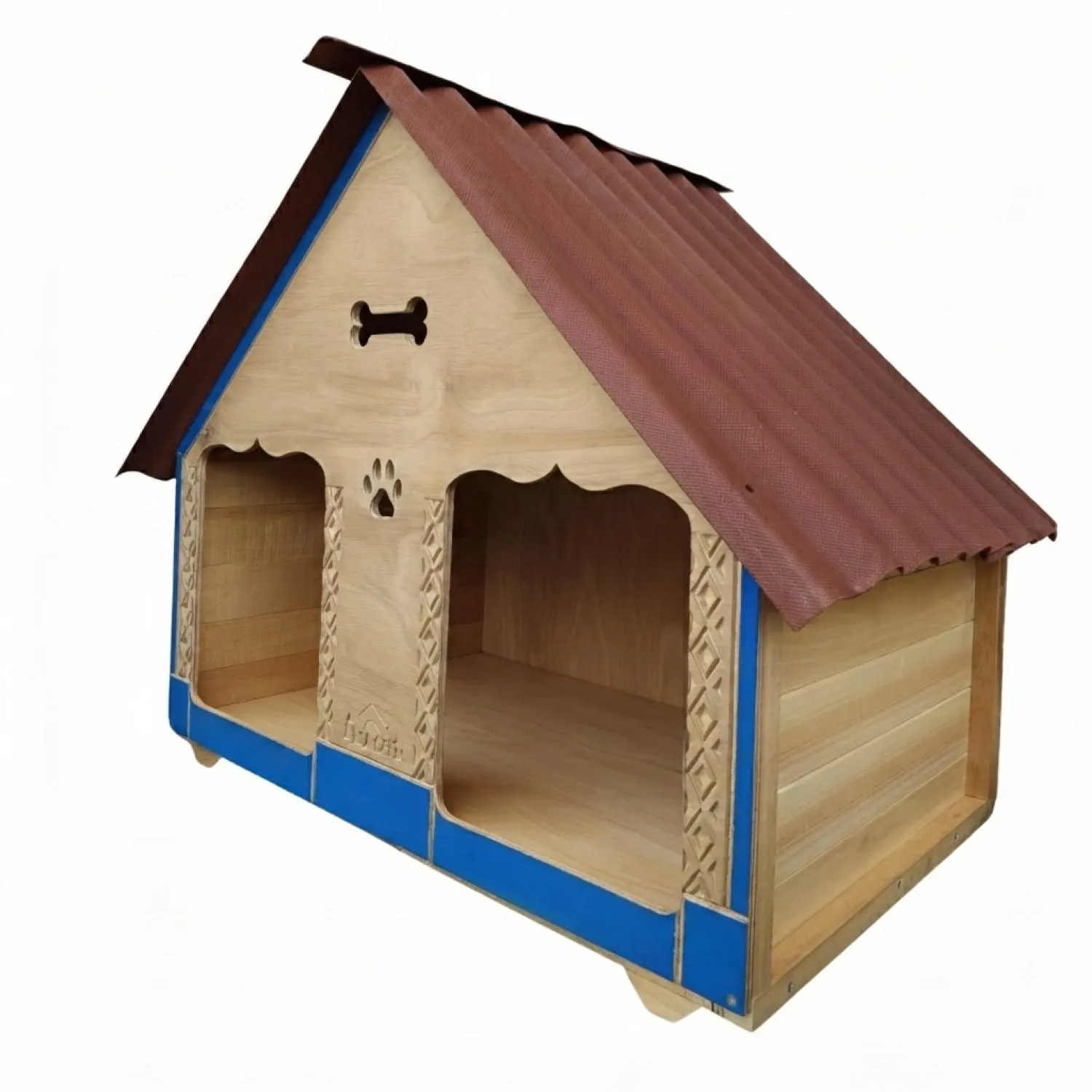 Casa para Perro Doble En Madera Pino Grande 150x120 cm