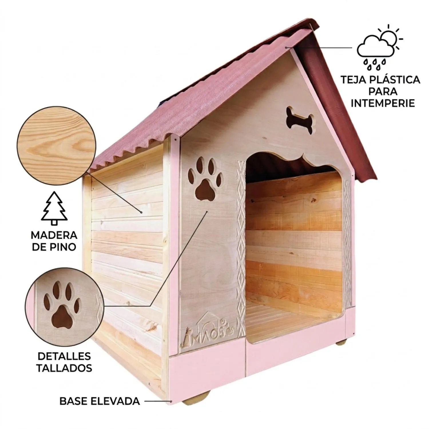 Casa para Perro en Madera Pino Extragrande 5