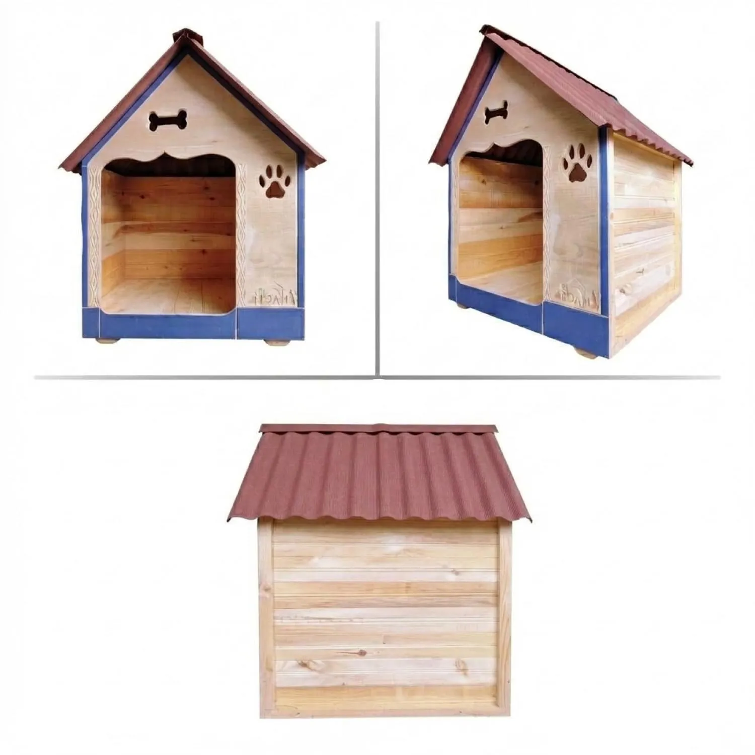 Casa para Perro Extragrande En Madera Pino Azul 80x110 cm 3