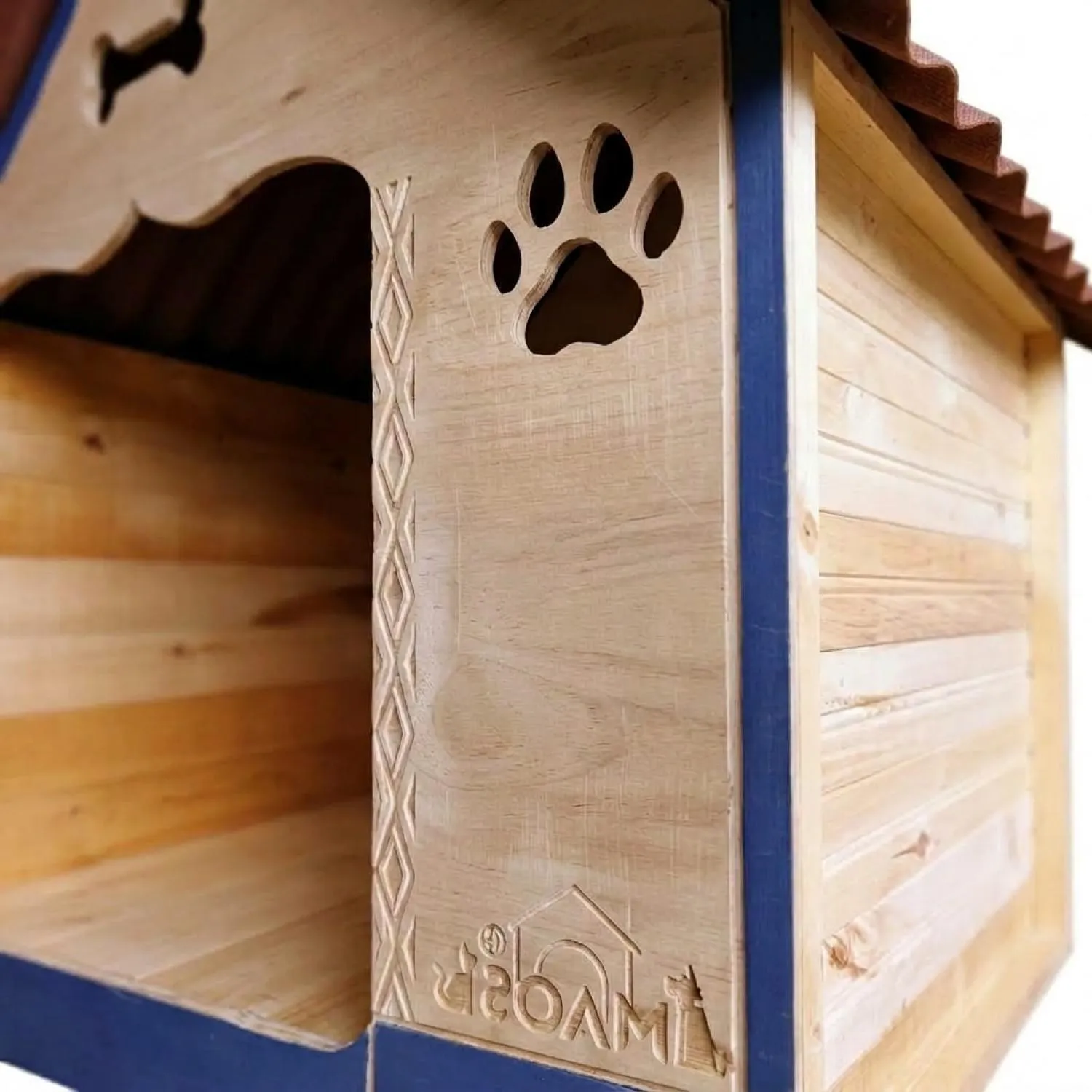 Casa para Perro Extragrande En Madera Pino Azul 80x110 cm 4