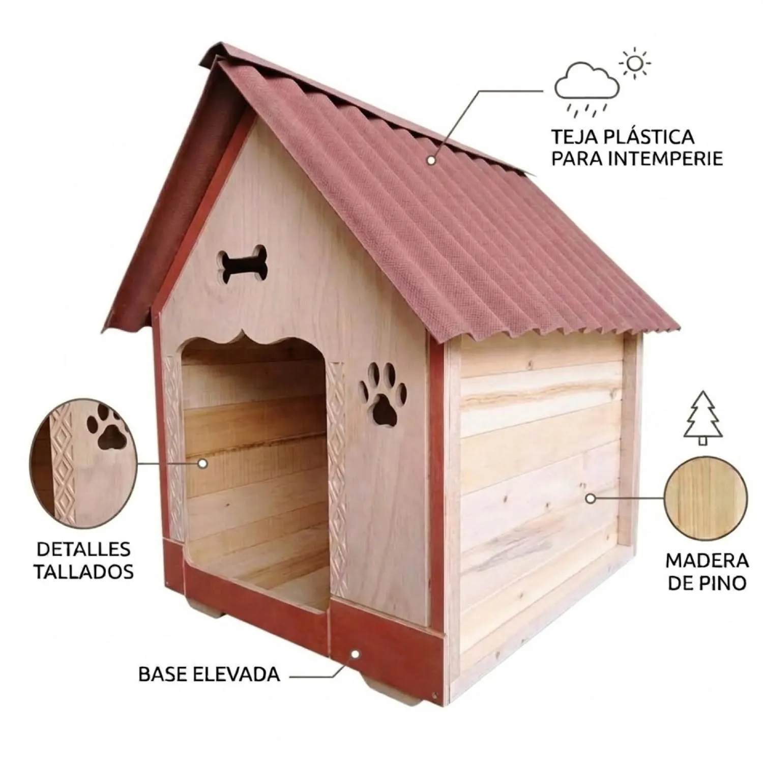 Casa En Madera Pino Mediana Perro 5