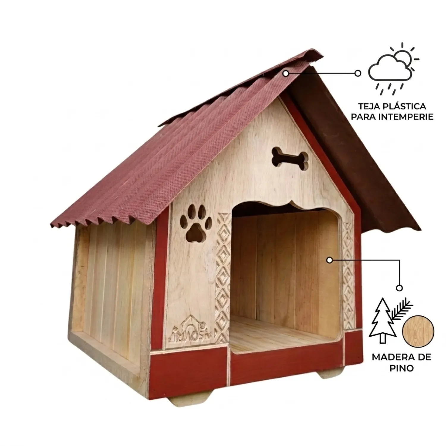 Casa En Madera Pino Pequeña Perro 5