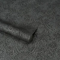Papel De Colgadura Negro Arabesco 70Cm X 10Mt 72410599