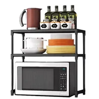 Estante de Cocina 2 Niveles Material Resistente Negro