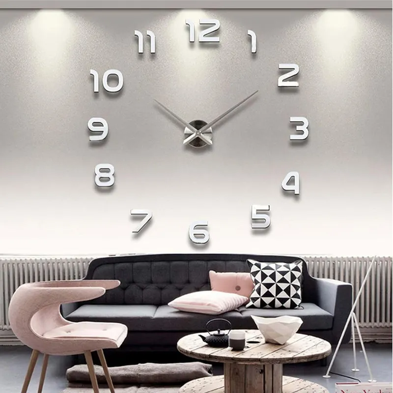Relojes Decorativos Reloj De Pared Color Plata Reloj De Pared 3D