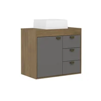 Mueble De Baño De 70 Cm En Mdp Sin Lavamanos 1 Puerta 3 Cajones Gris