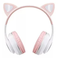 Audífonos Diadema con Luz Gamer Gato Inalámbricos Bluetooth Blanca