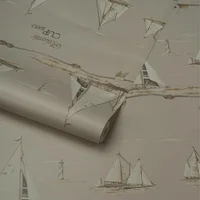 Papel De Colgadura Beige Barcos 53Cm X 10Mt 551005