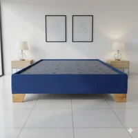 Basecama Queen Dividida Azul 160x190 Pata Madera