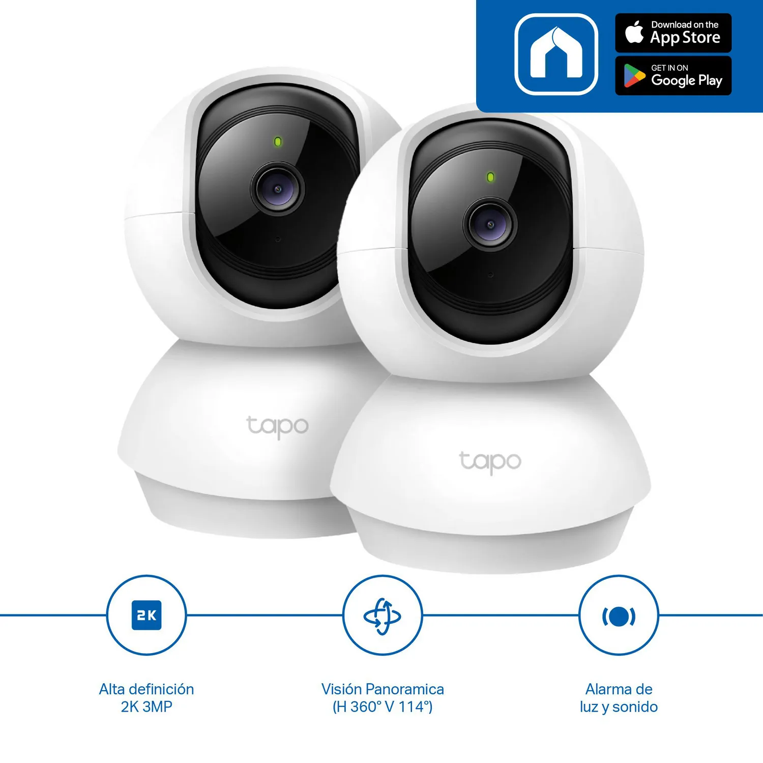 Cámara WiFi Interior TP-Link Tapo C210 2 Pack 3MP 2K 360° con Audio Bidireccional y Visión Nocturna 4