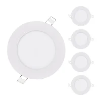 Set x5 Panel Led 6w Incrustar Embutir Redondo Luz Calida Certifica