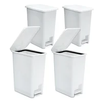 Kit X4 Cesto de Basura Papelera Pedal 12l Espacios Reducidos Blanco