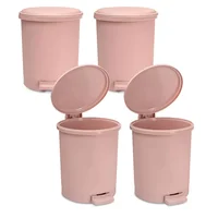 Kit X4 Papelera Circular Con Pedal 13l ? Diseño Moderno Oro Rosa