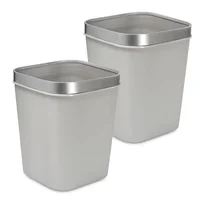 Kit X2: Cesto de Basura 15l Con Pisa Bolsa Caneca Plástica Gris