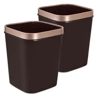 Kit X2: Cesto de Basura 15l Con Pisa Bolsa Caneca Plástica Café