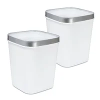 Kit X2: Cesto de Basura 15l Con Pisa Bolsa Caneca Plástica Blanco