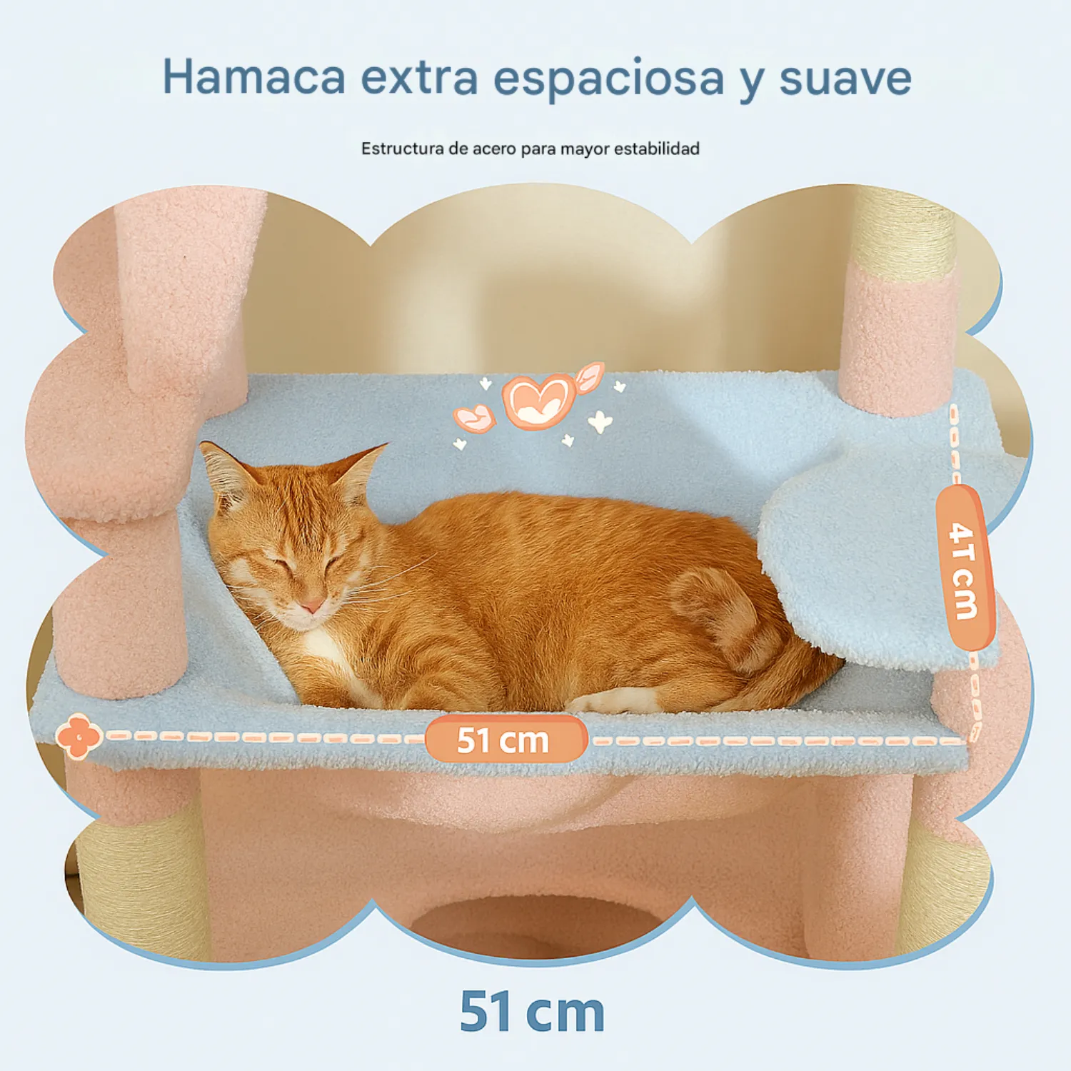 Gimnasio para Gatos Grande Pawz Road Con Rascadores Hamaca y Almohadas Azules 3