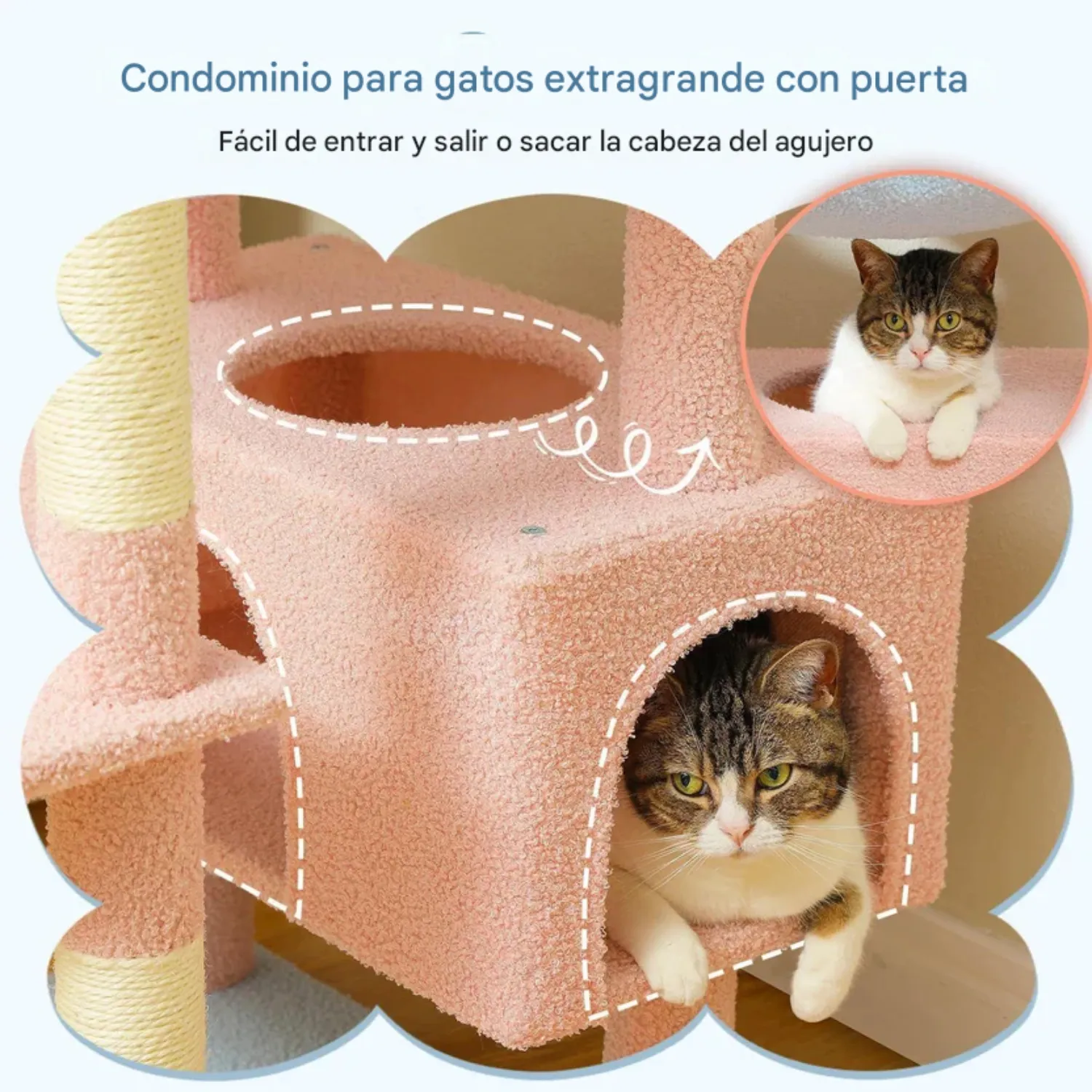 Gimnasio para Gatos Grande Pawz Road Con Rascadores Hamaca y Almohadas Azules 6