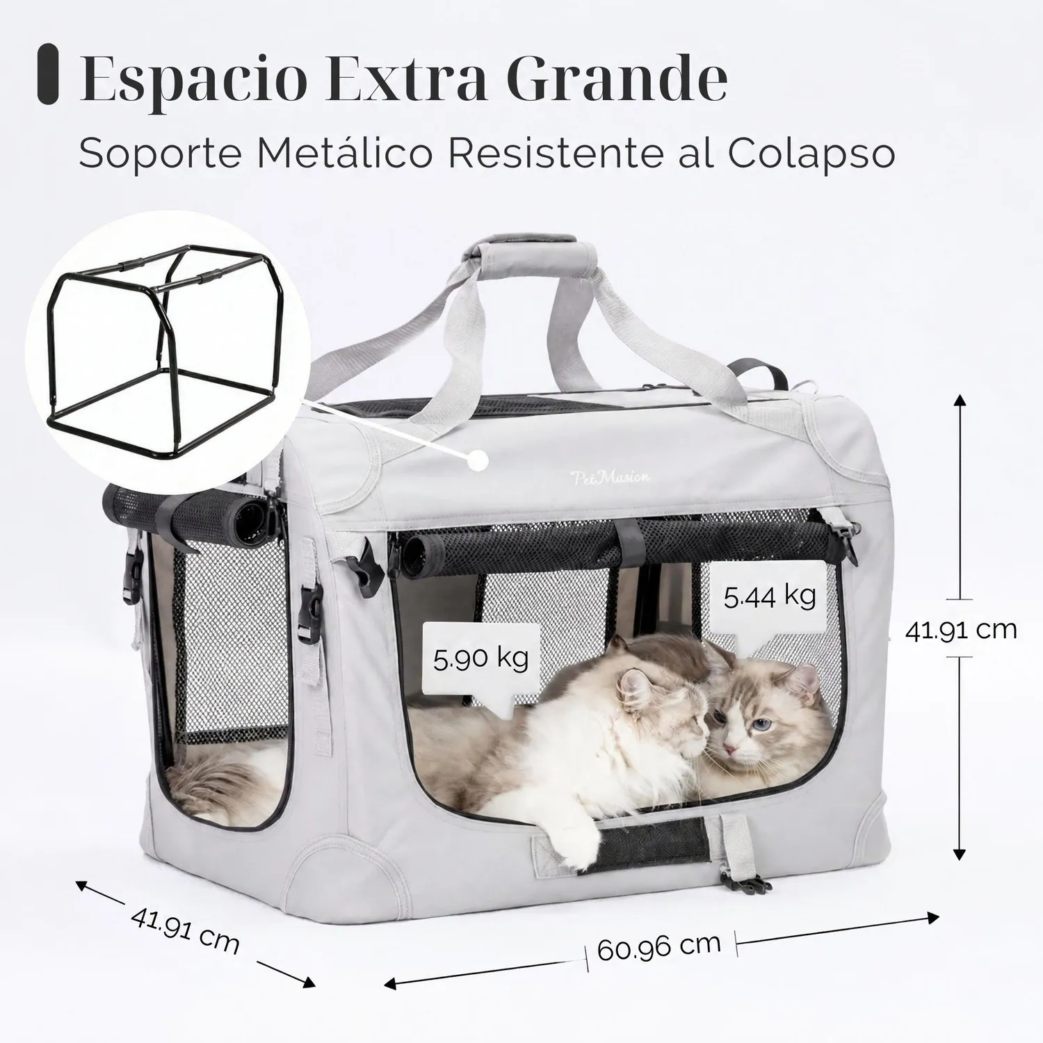 Guacal XL para Gatos y Perros PetMasion Plegable y de Lados Suaves de 61 x 42 x 42 cm