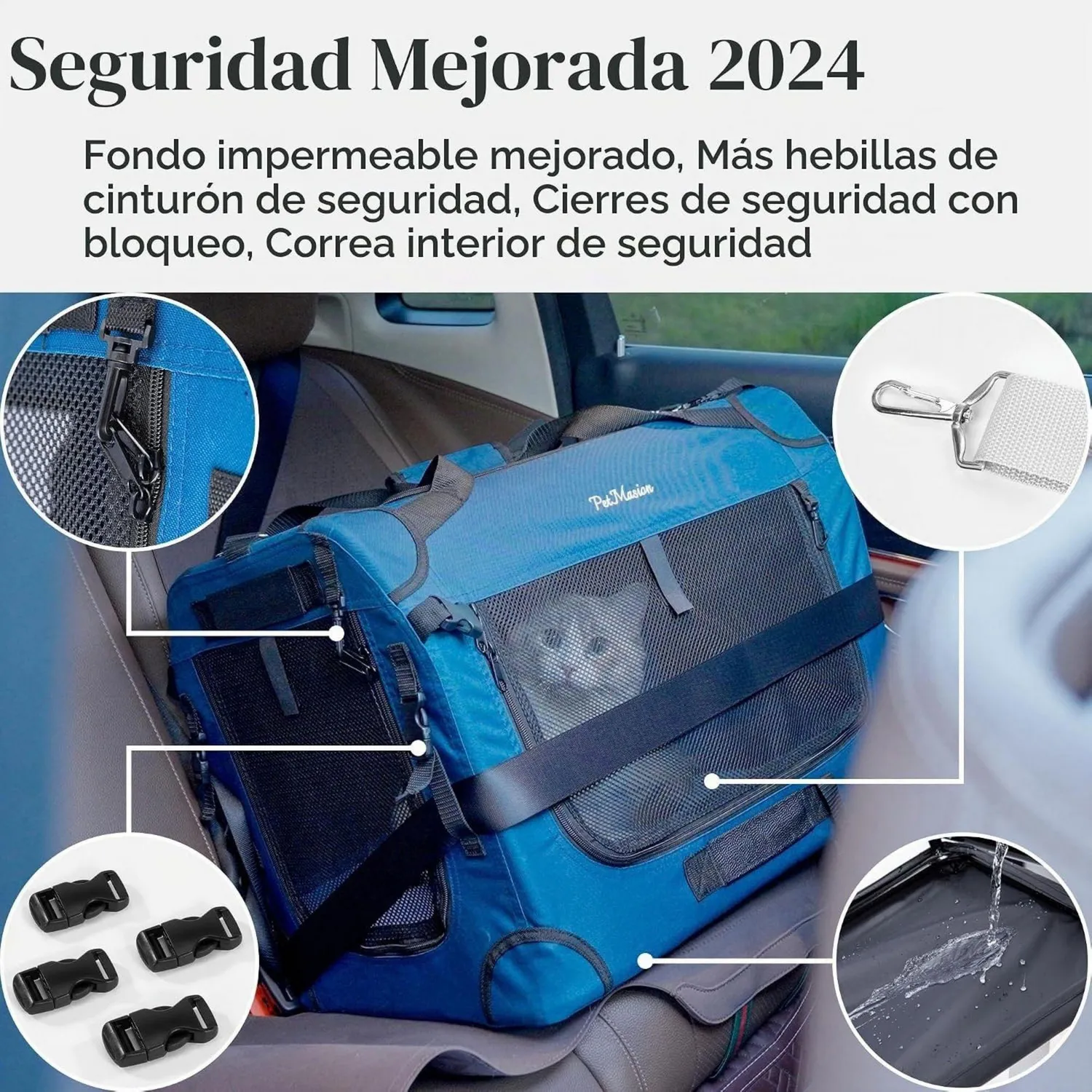 Guacal XL para Gatos y Perros PetMasion Plegable y de Lados Suaves de 61 x 42 x 42 cm 3