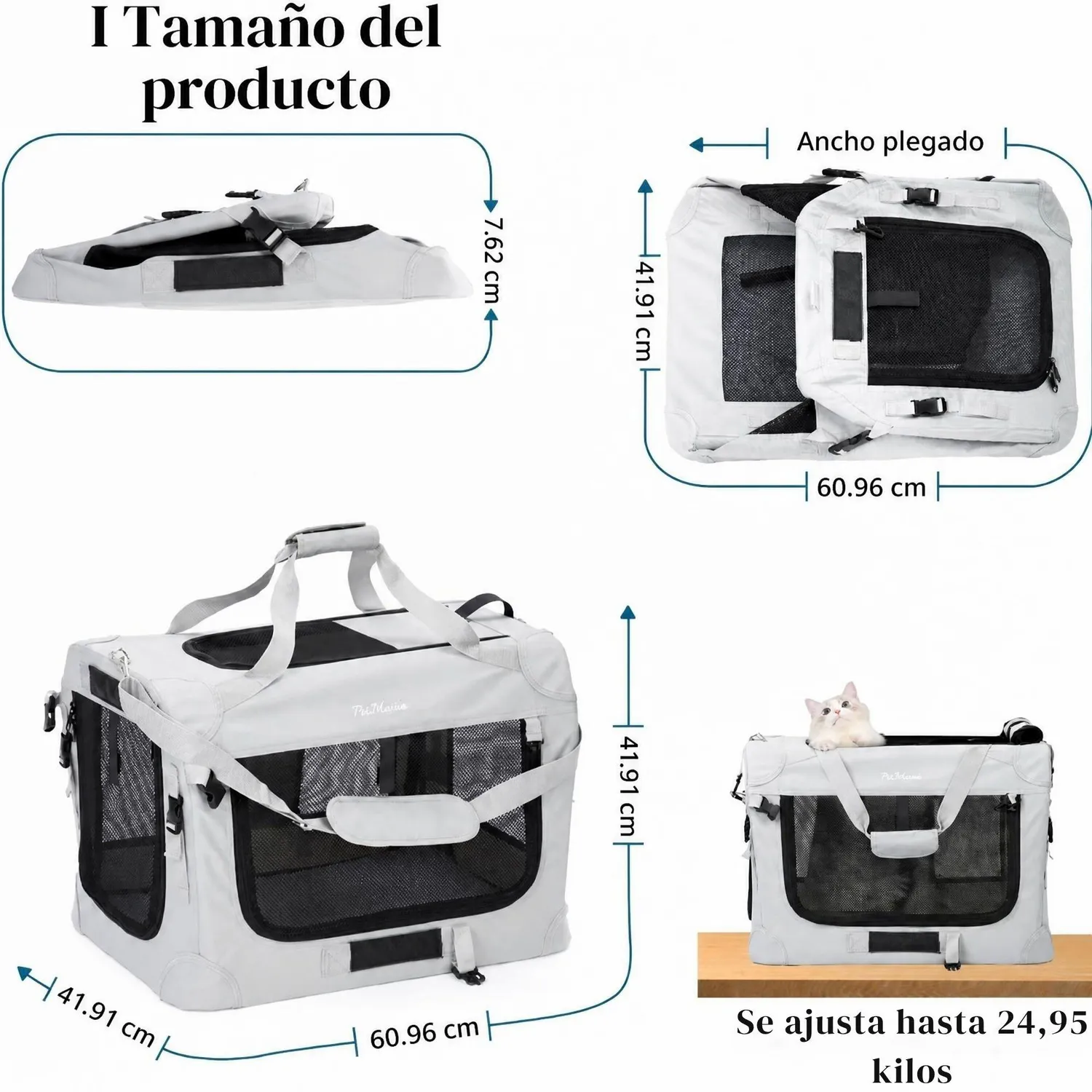 Guacal XL para Gatos y Perros PetMasion Plegable y de Lados Suaves de 61 x 42 x 42 cm 5