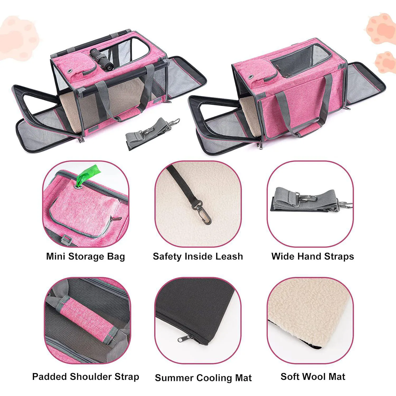 Guacal de Mascotas para Gatos y Cachorros Color Rosado 4