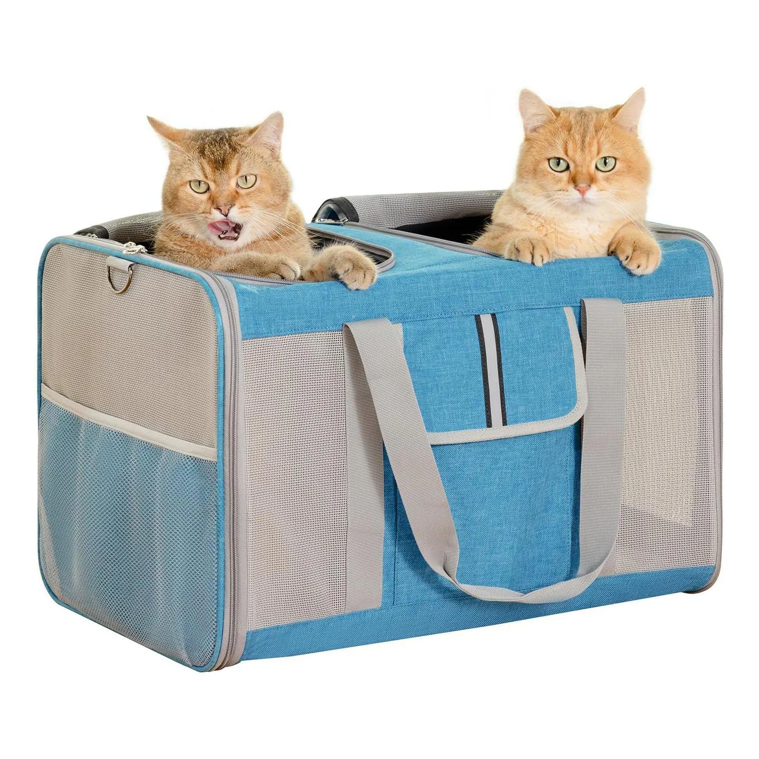 Guacal Ventilado para Gatos Ideal para 2 Gatos de 55 x 35 x 35 cm Color Azul