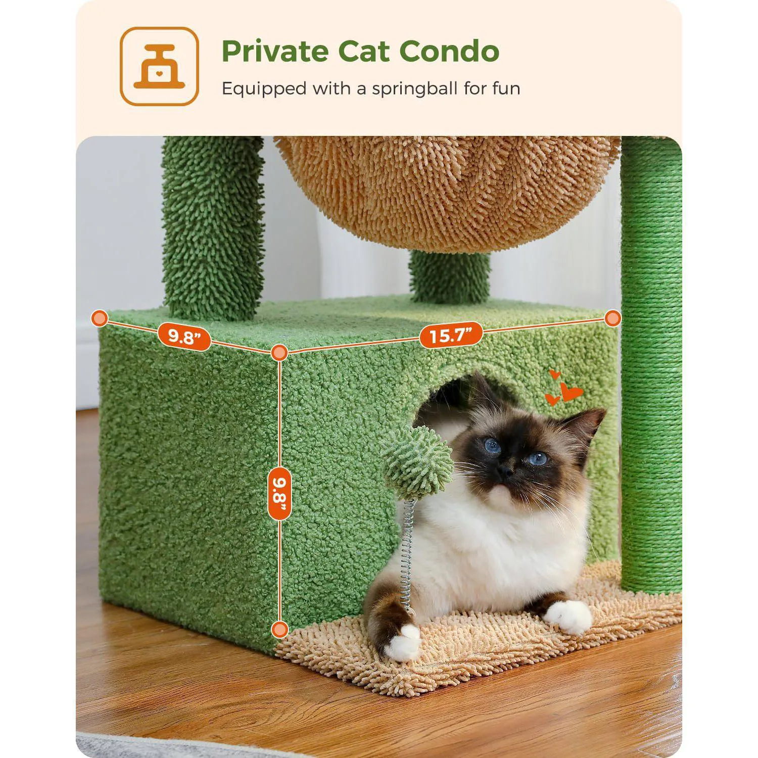 Gimnasio para Gatos 4 en 1 Torre Interior de 84 x 40 x 84 cm Modelo de Cactus 4