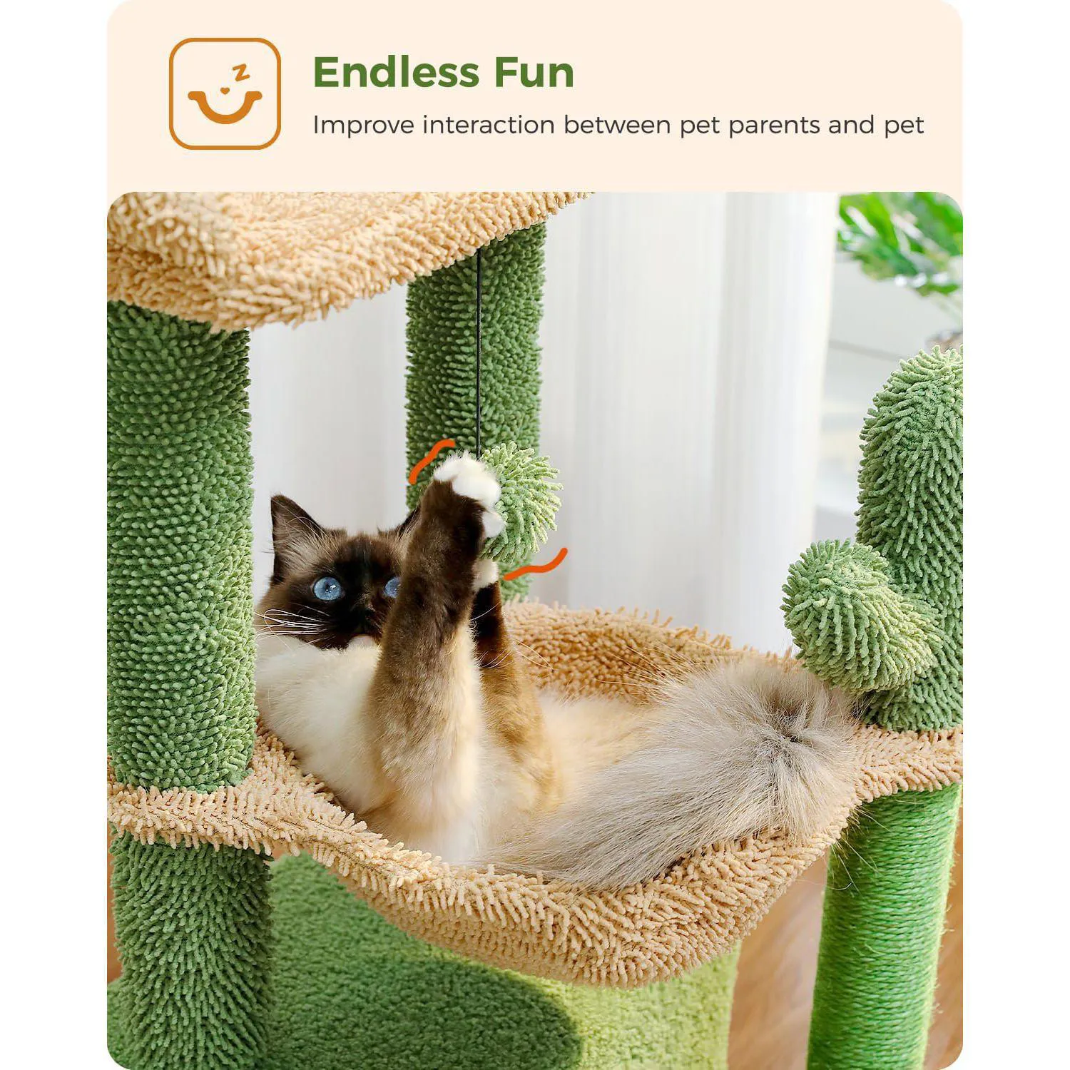 Gimnasio para Gatos 4 en 1 Torre Interior de 84 x 40 x 84 cm Modelo de Cactus 8