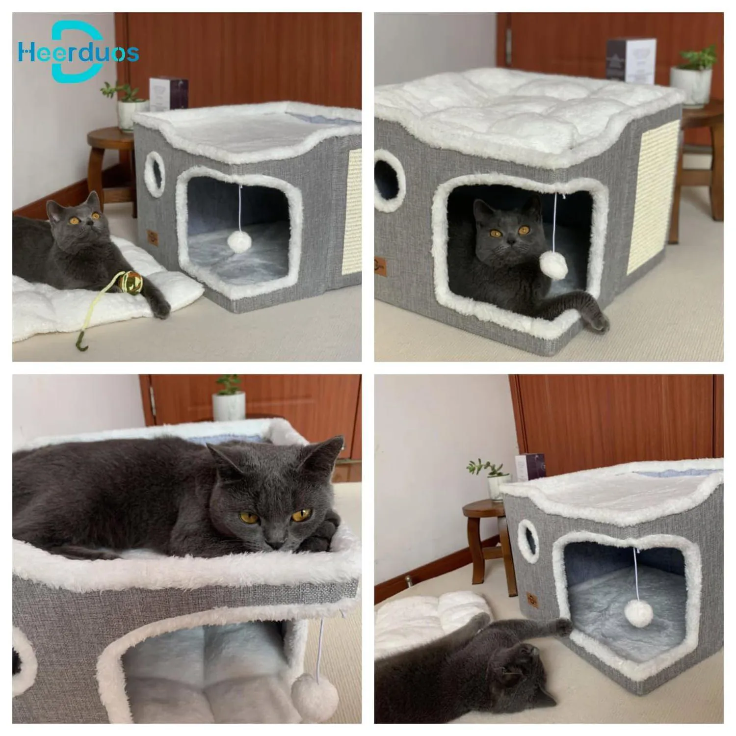 Cueva para Gatos con Alfombrilla Suave 6