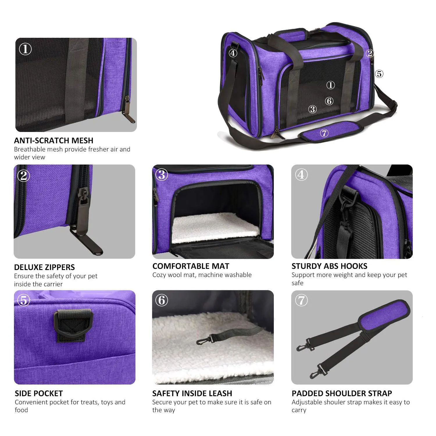 Guacal de Mascotas Henkelion de 51 x 33 x 33 cm Color Morado 3