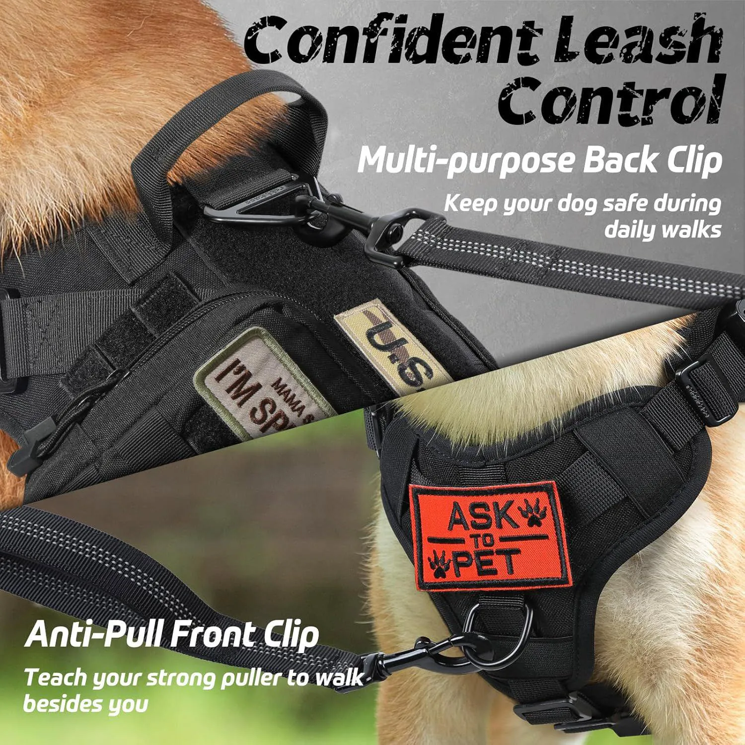 Arnés Táctico Ajustable para Perros Grandes Rabbitgoo 5