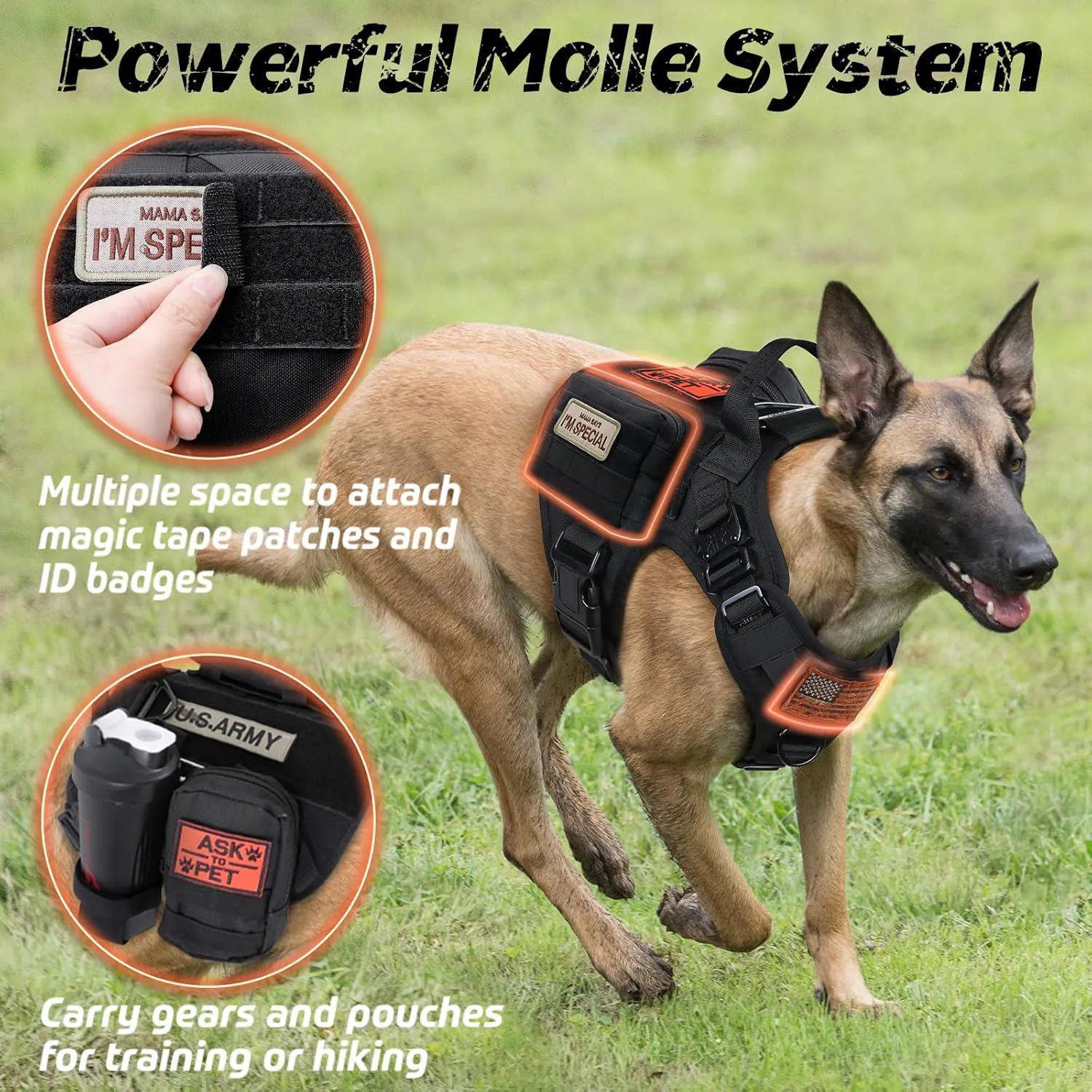 Arnés Táctico Ajustable para Perros Grandes Rabbitgoo 7
