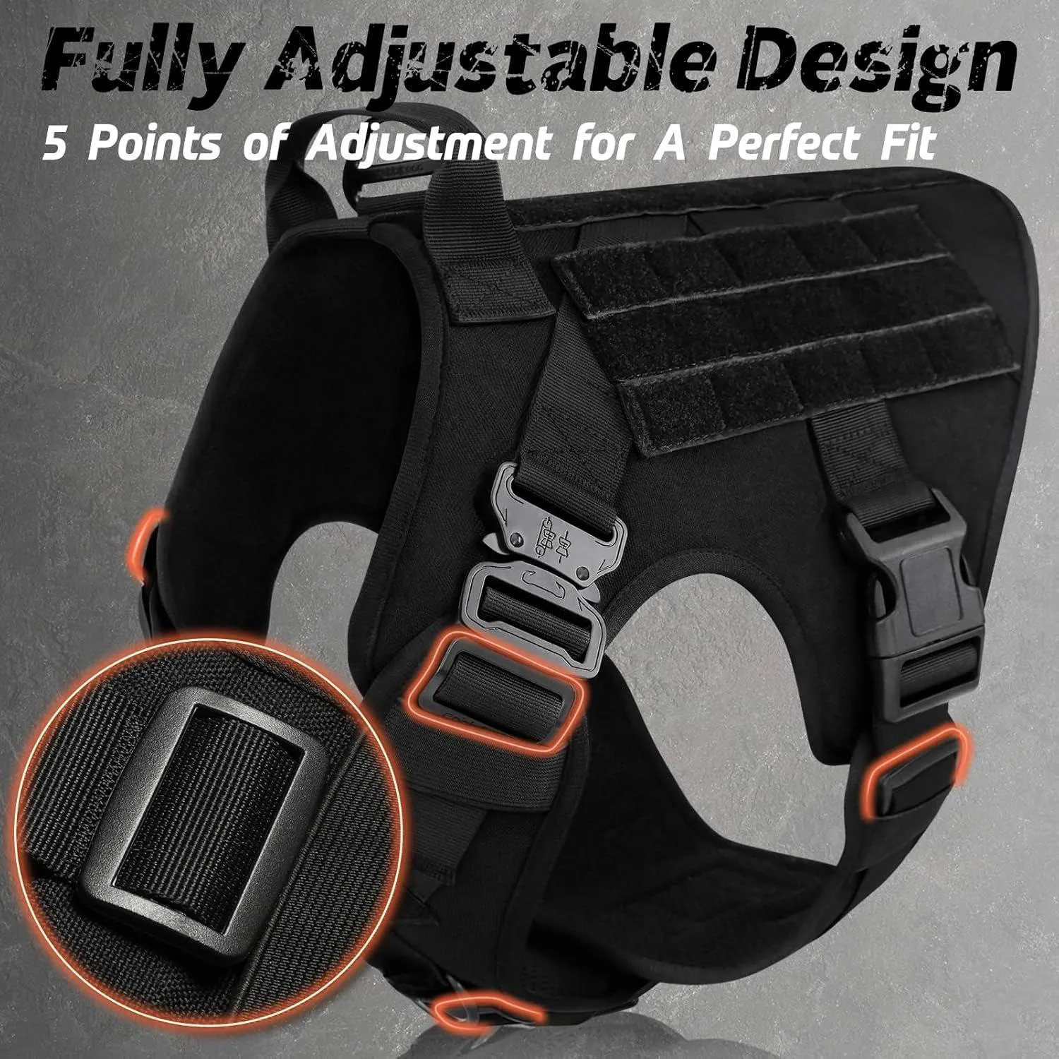 Arnés Táctico Ajustable para Perros Grandes Rabbitgoo 8
